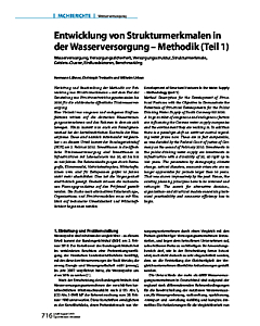 Entwicklung von Strukturmerkmalen in der Wasserversorgung - Methodik (Teil 1)