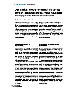 Der Einfluss moderner Haushaltsgeräte auf den Trinkwasserbedarf der Haushalte