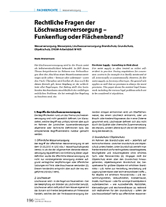 Rechtliche Fragen der Löschwasserversorgung - Funkenflug oder Flächenbrand?