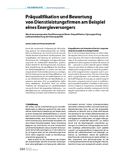 Präqualifikation und Bewertung von Dienstleistungsfirmen am Beispiel eines Energieversorgers