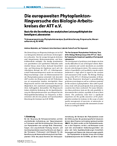 Die europaweiten Phytoplankton-Ringversuche des Biologie-Arbeitskreises der ATT e.V.