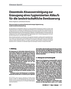 Dezentrale Abwasserreinigung zur Erzeugung eines hygienisierten Ablaufs für die landwirtschaftliche Bewässerung
