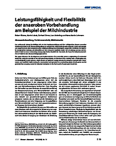 Leistungsfähigkeit und Flexibilität der anaeroben Vorbehandlung am Beispiel der Milchindustrie