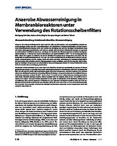 Anaerobe Abwasserreinigung in Membranbioreaktoren unter -Verwendung des Rotationsscheibenfilters
