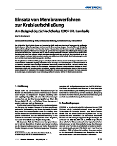 Einsatz von Membranverfahren zur Kreislaufschließung Am Beispiel des Schlachthofes COOPERL Lamballe
