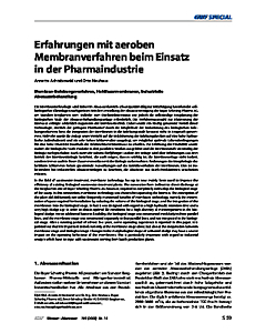 Erfahrungen mit aeroben Membranverfahren beim Einsatz in der Pharmaindustrie