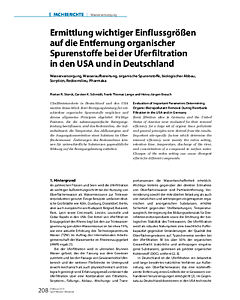 Ermittlung wichtiger Einflussgrößen auf die Entfernung organischer Spurenstoffe bei der Uferfiltration in den USA und in Deutschland