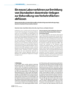 Ein neues Laborverfahren zur Ermittlung von Standzeiten dezentraler Anlagen zur Behandlung von Verkehrsflächenabflüssen