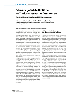 Schwarz gefärbte Biofilme an Trinkwasserauslaufarmaturen