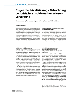 Folgen der Privatisierung – Betrachtung der britischen und deutschen Wasserversorgung