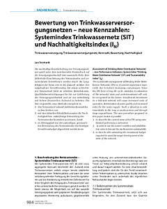 Bewertung von Trinkwasserversorgungsnetzen – neue Kennzahlen: Systemindex Trinkwassernetz (SIT) und Nachhaltigkeitsindex (IN)