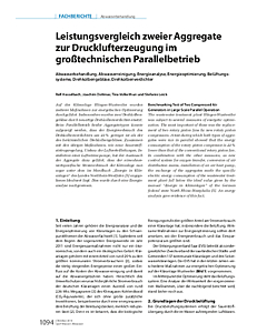 Leistungsvergleich zweier Aggregate zur Drucklufterzeugung im großtechnischen Parallelbetrieb
