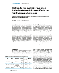 Elektrodialyse zur Entfernung von ionischen Wasserinhaltsstoffen in der Trinkwasseraufbereitung