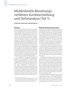 Multikriterielle Bewertungsverfahren: Kurzbeschreibung und Defizitanalyse (Teil 1)