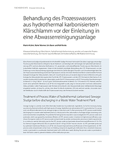 Behandlung des Prozesswassers aus hydrothermal karbonisiertem Klärschlamm vor der Einleitung in eine Abwasserreinigungsanlage