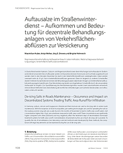 Auftausalze im Straßenwinterdienst – Aufkommen und Bedeutung für dezentrale Behandlungsanlagen von Verkehrsflächenabflüssen zur Versickerung