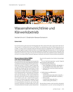 Wasserrahmenrichtlinie und Klärwerksbetrieb