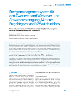Energiemanagementsystem für den Zweckverband Wasserver- und Abwasserentsorgung „Mittleres Erzgebirgsvorland“ (ZWA) Hainichen