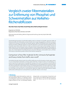 Vergleich zweier Filtermaterialien zur Entfernung von Phosphat und Schwermetallen aus Verkehrsflächenabflüssen