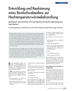 Entwicklung und Realisierung eines Bandschwebeofens zur Hochtemperaturwärmebehandlung