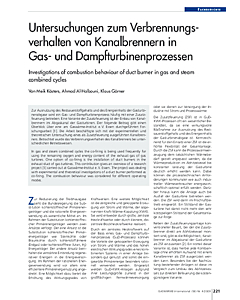 Untersuchungen zum Verbrennungsverhalten von Kanalbrennern in Gas- und Dampfturbinenprozessen