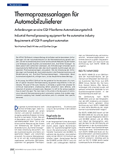 Thermoprozessanlagen für Automobilzulieferer