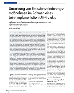 Umsetzung von Emissionsminderungsmaßnahmen im Rahmen eines Joint-Implementation (JI)-Projekts