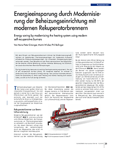 Energieeinsparung durch Modernisierung der Beheizungseinrichtung mit modernen Rekuperatorbrennern