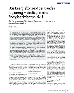 Das Energiekonzept der Bundesregierung – Einstieg in eine Energieeffizienzpolitik?