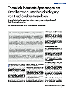 Thermisch induzierte Spannungen am Strahlheizrohr unter Berücksichtigung von Fluid-Struktur-Interaktion