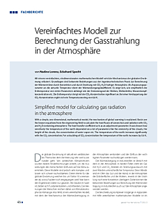 Vereinfachtes Modell zur Berechnung der Gasstrahlung in der Atmosphäre