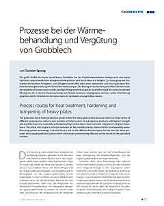 Prozesse bei der Wärmebehandlung und Vergütung von Grobblech