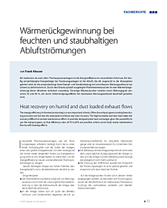 Wärmerückgewinnung bei feuchten und staubhaltigen Abluftströmungen