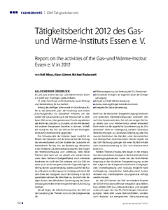 Tätigkeitsbericht 2012 des Gas- und Wärme-Instituts Essen e.V.