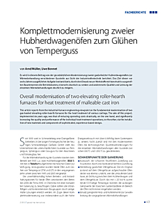 Komplettmodernisierung zweier Hubherdwagenöfen zum Glühen von Temperguss