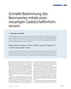 Schnelle Bestimmung des Brennwertes mittels eines neuartigen Gasbeschaffenheits­sensors
