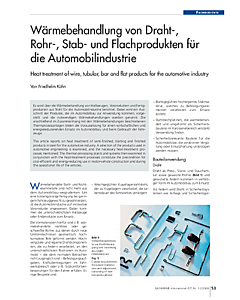 Wärmebehandlung von Draht-, Rohr-, Stab- und Flachprodukten für die Automobilindustrie