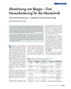 Abrechnung von Biogas – Eine Herausforderung für die Messtechnik