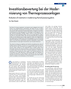 Investitionsbewertung bei der Modernisierung von Thermoprozessanlagen
