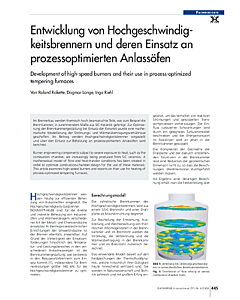 Entwicklung von Hochgeschwindigkeitsbrennern und deren Einsatz an prozessoptimierten Anlassöfen
