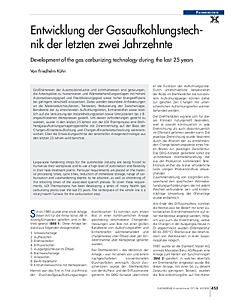Entwicklung der Gasaufkohlungstechnik der letzten zwei Jahrzehnte