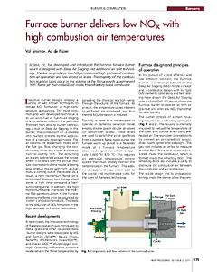 Furnace burner delivers low NOx with high combustion air temperatures
