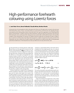 High-performance forehearth colouring using Lorentz forces