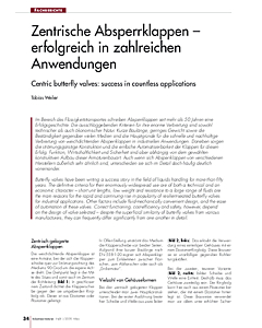 Zentrische Absperrklappen - erfolgreich in zahlreichen Anwendungen