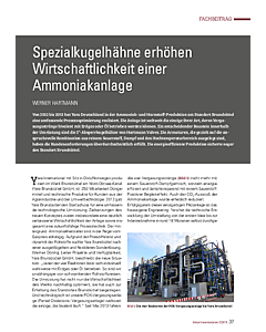 Spezialkugelhähne erhöhen Wirtschaftlichkeit einer Ammoniakanlage