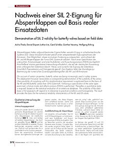 Nachweis einer SIL 2-Eignung für Absperrklappen auf Basis realer Einsatzdaten