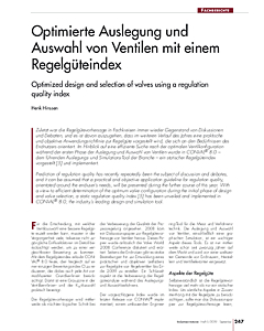 Optimierte Auslegung und Auswahl von Ventilen mit einem Regelgüteindex