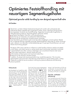 Optimiertes Feststoffhandling mit neuartigem Segmentkugelhahn
