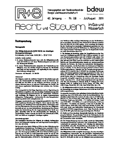 R + S - Recht und Steuern im Gas- und Wasserfach - Ausgabe 07-08 2011
