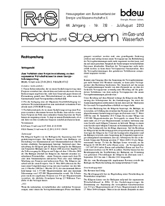 R + S - Recht und Steuern im Gas- und Wasserfach - Ausgabe 07-08 2013